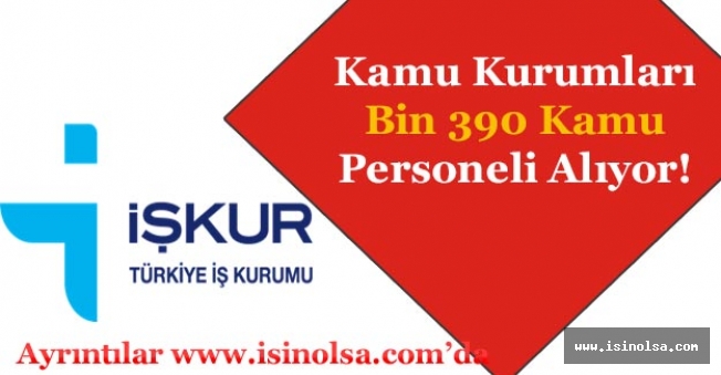 İŞKUR TYP Kapsamında Kamuya Bin 390 (1390) Kamu Personeli Alınıyor!