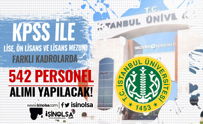 İstanbul Üniversitesi En Az Lise Mezunu 542 Sözleşmeli Personel Alacak! Kadro ve Şartlar?