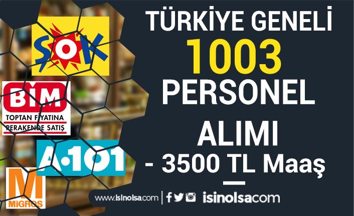 3500 TL Maaş İle Türkiye Geneli ŞOK, BİM, A101, MİGROS 1003 Personel Alıyor!