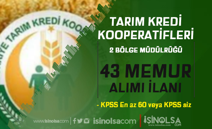 Tarım Kredi Kooperatifleri Yeni 43 Memur Alımı ( Konya ve Antalya Bölgeleri )