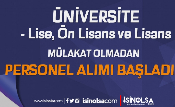 Malatya Turgut Özal Üniversitesi 11 Personel Alımı - Lise, Ön Lisans ve Lisans
