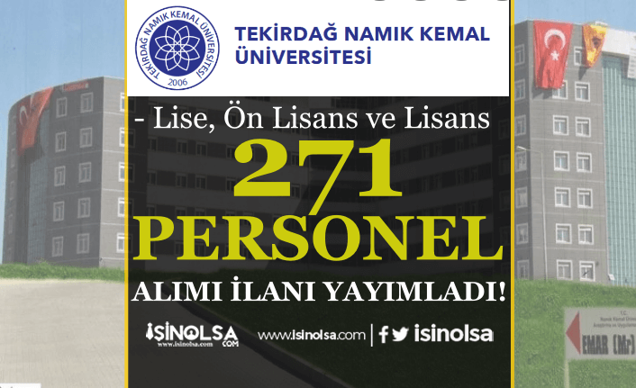 Namık Kemal Üniversitesi ve Hastane 271 Sözleşmeli Personel Alımı İlanı En Az Lise