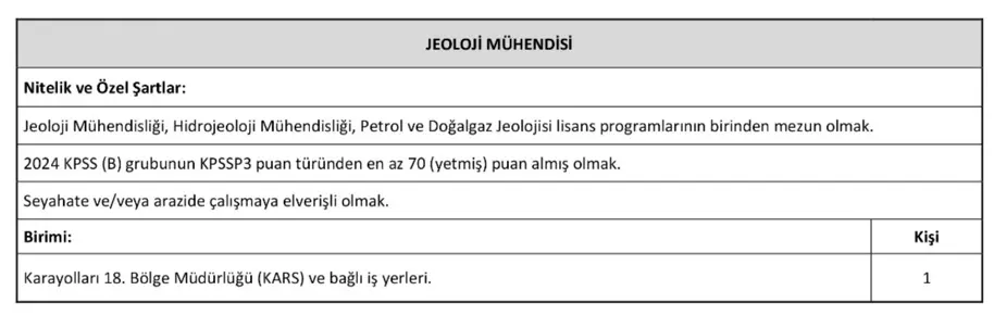 KGM 9 Şehir 41 Sözleşmeli Personel Alımı 2025 Başladı - Ön Lisans ve Lisans 5 kgm jeoloji