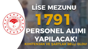 Tarım Bakanlığı KPSS 2024/4 İle Lise Mezunu 1791 Personel Alımı