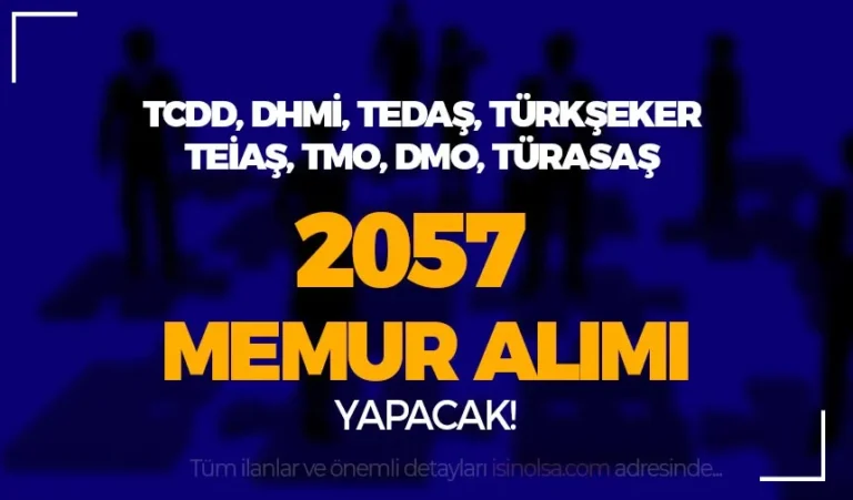 TCDD, DHMİ, TEDAŞ, TÜRKŞEKER, TEİAŞ, TMO, DMO, TÜRASAŞ 2057 Memur Alacak! 4 kamuya memur alimi 3