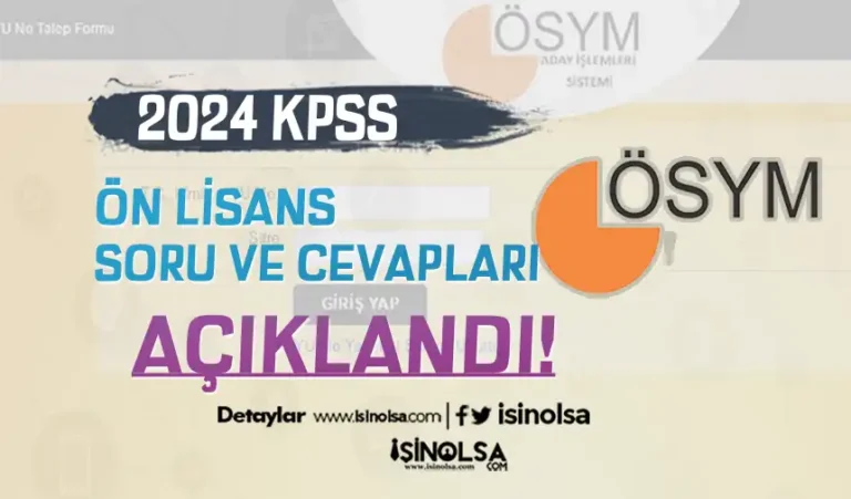 2024 KPSS Ön Lisans Soru ve Cevapları Açıklandı! 20 kpss on lisans 2