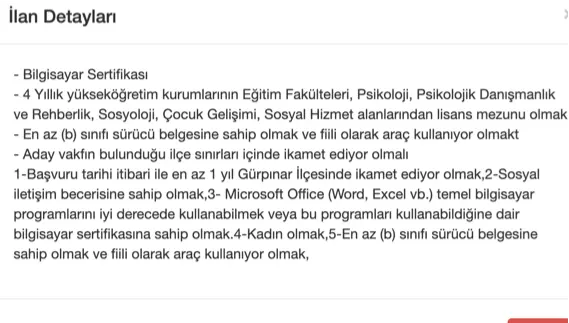 Aile Bakanlığı 2 Büyükşehir SYDV Memur Alımı ( Sosyal Yardım Görevlisi ) 3 gurpinar SYDV