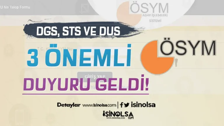 ÖSYM 3 Önemli Duyuru Yayımladı! ( DGS, STS ve DUS ) 9 osym 3 onemli duyuru 1