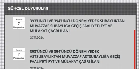 Yedek Subay Duyurusu
