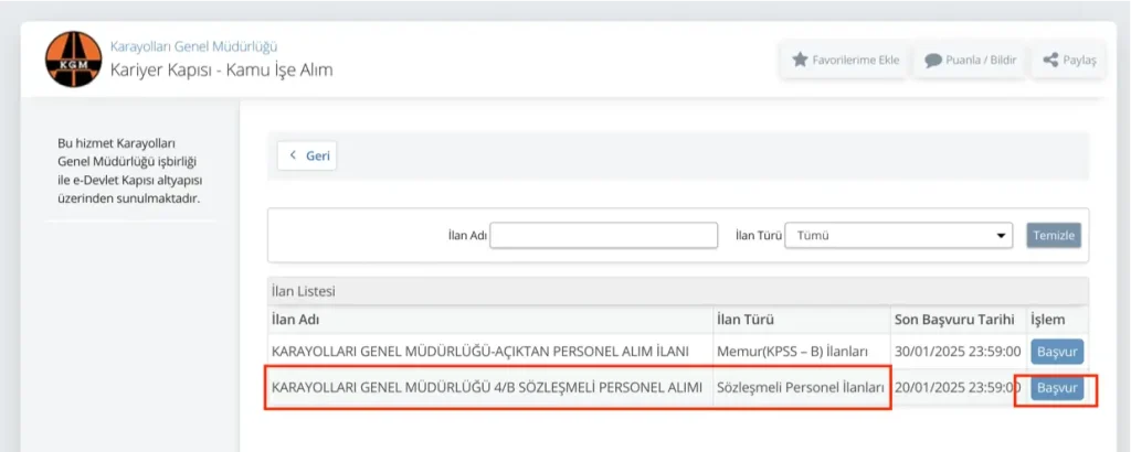 KGM 9 Şehir 41 Sözleşmeli Personel Alımı 2025 Başladı - Ön Lisans ve Lisans 1 kgm basvuru