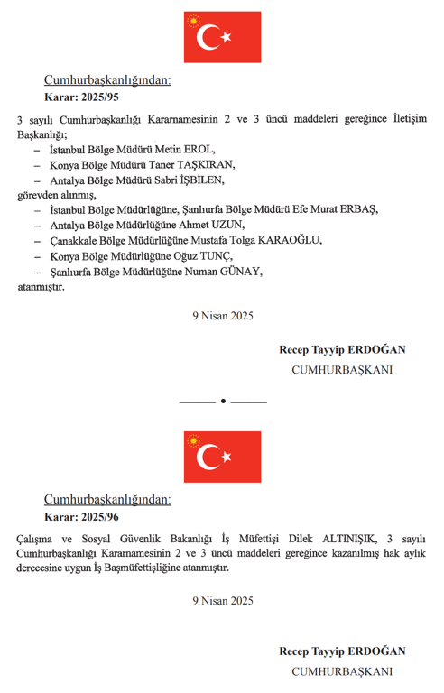 10 Nisan 2025 Cumhurbaşkanlığı ve Bakanlıklara Atama Kararı Yayımlandı! 13 image 194
