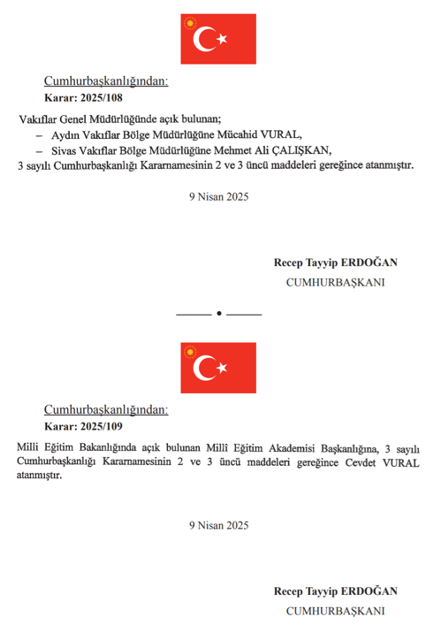 10 Nisan 2025 Cumhurbaşkanlığı ve Bakanlıklara Atama Kararı Yayımlandı! 20 image 201