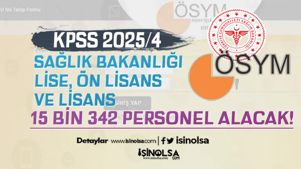 Sağlık Bakanlığı 2025/4 Tercih Kılavuzu İle 15 Bin 342 Personel Alımı Kontenjanları ve Tarihleri Açıklandı!