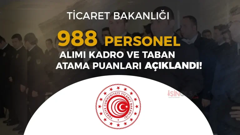 Ticaret Bakanlığı 988 Personel Alımı Kadro ve Taban Atama Puanları Belli Oldu 1 Ticaret Bakanlığı 988 Personel Alımı Kadro ve Taban Atama Puanları Nasıl Olacak?