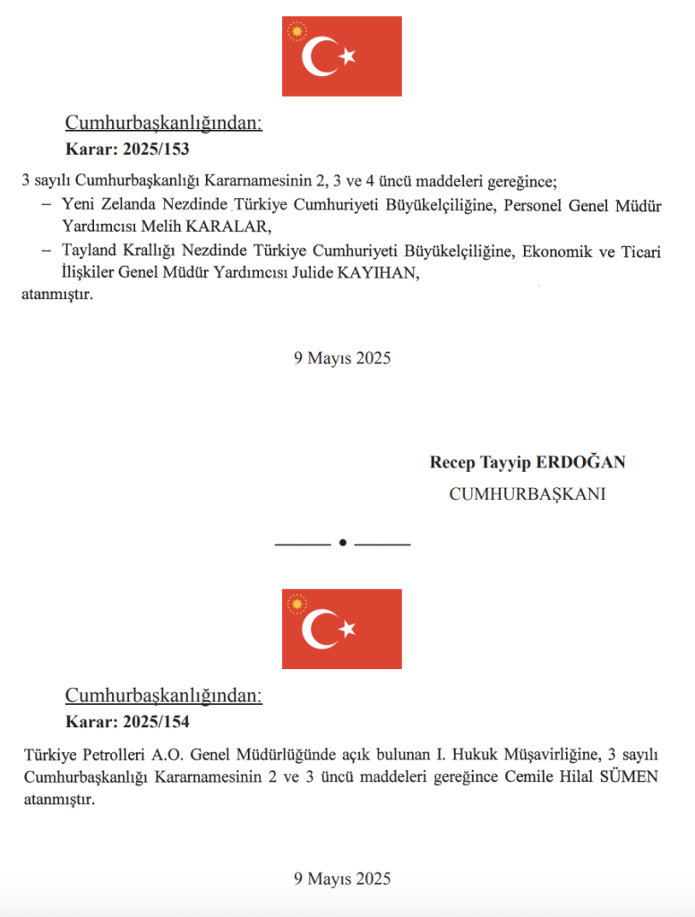 10 Mayıs 2025 Cumhurbaşkanlığı Atama Kararı Yayımlandı! 3 Ekran Resmi 2025 05 10 12.00.26