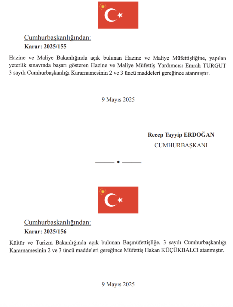 10 Mayıs 2025 Cumhurbaşkanlığı Atama Kararı Yayımlandı! 4 Ekran Resmi 2025 05 10 12.00.34