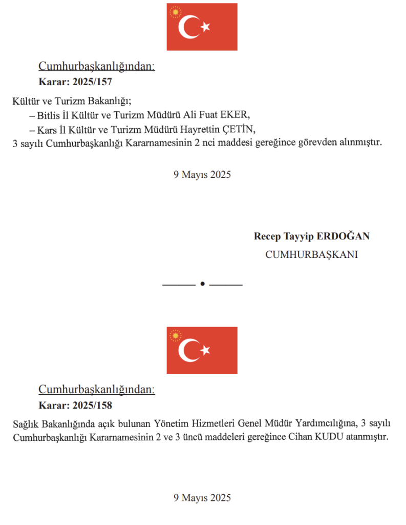10 Mayıs 2025 Cumhurbaşkanlığı Atama Kararı Yayımlandı! 5 Ekran Resmi 2025 05 10 12.00.41