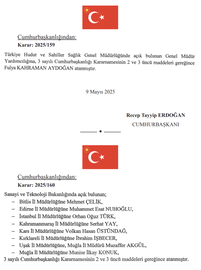 10 Mayıs 2025 Cumhurbaşkanlığı Atama Kararı Yayımlandı! 6 Ekran Resmi 2025 05 10 12.00.50