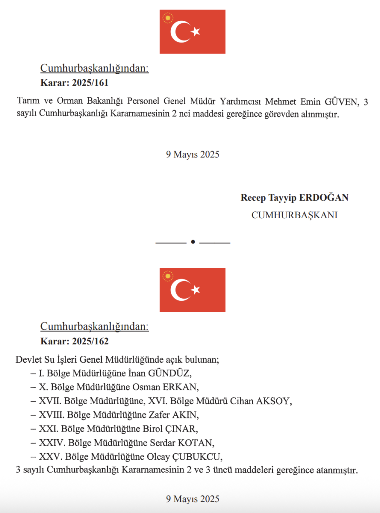 10 Mayıs 2025 Cumhurbaşkanlığı Atama Kararı Yayımlandı! 7 Ekran Resmi 2025 05 10 12.00.58