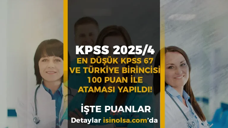 KPSS 2025/4 Tercihlerinde En Düşük 67 ve En Yüksek 100 Puanla Atama