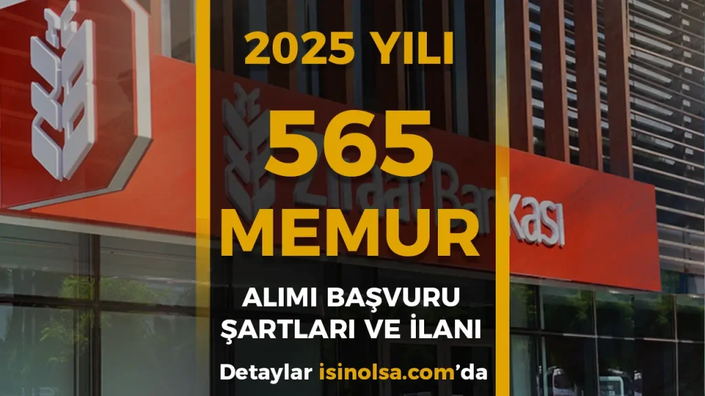 Ziraat Bankası 565 Memur Alımı İlanı 2025 ( Servis Görevlisi, Uzman ve Müfettiş Yardımcısı )