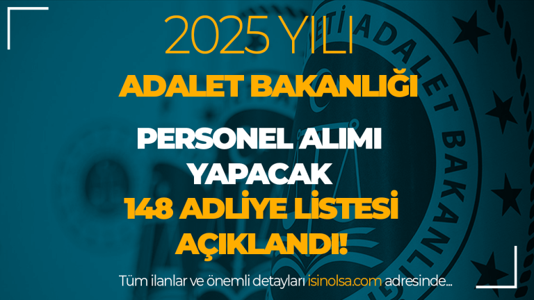 Adalet Bakanlığı 2025 Yılı Personel Alımı Yapacak 148 Adliye Listesi Açıklandı!