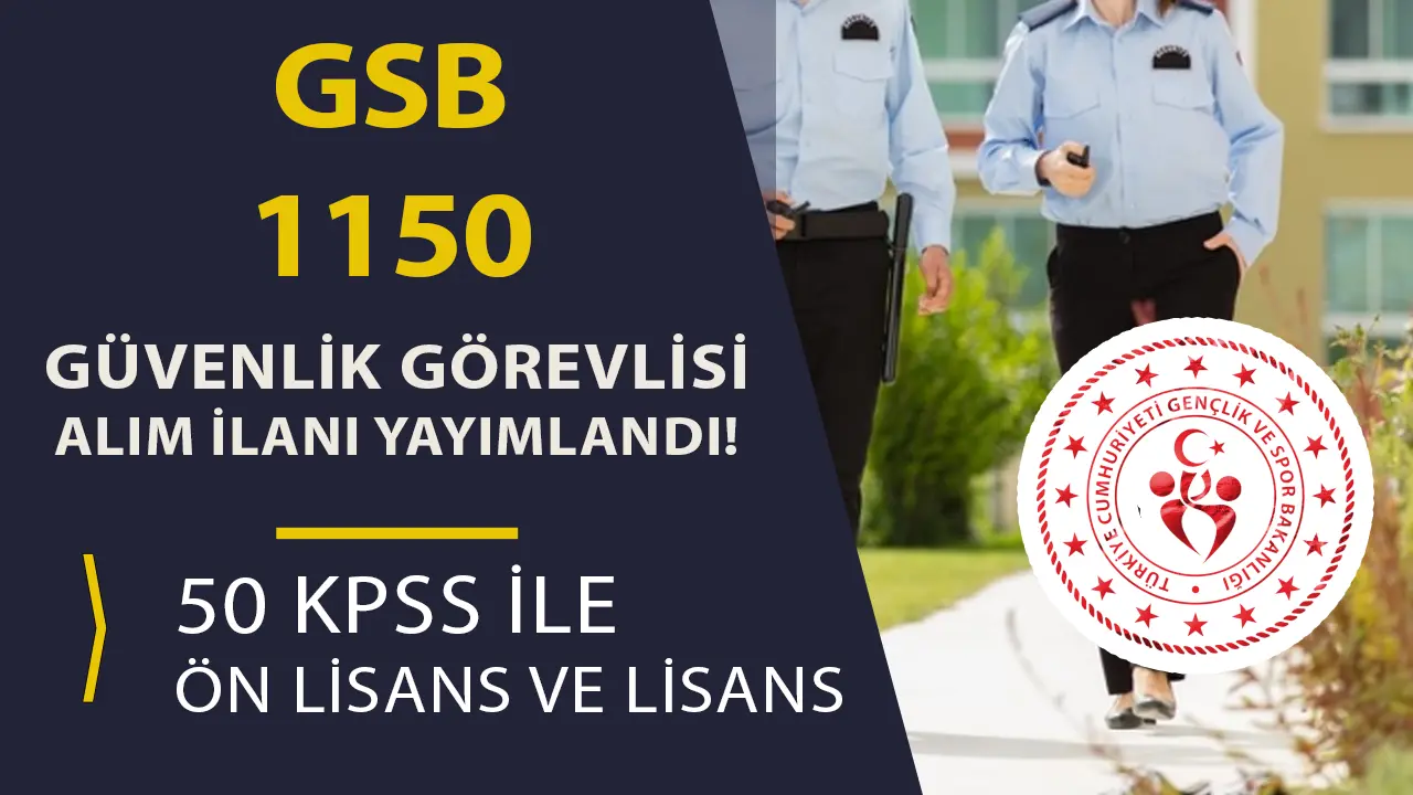 GSB 1150 Güvenlik Görevlisi Alımı 2025 Şartları, Kontenjan Dağılımı ve Taban KPSS Puanı?