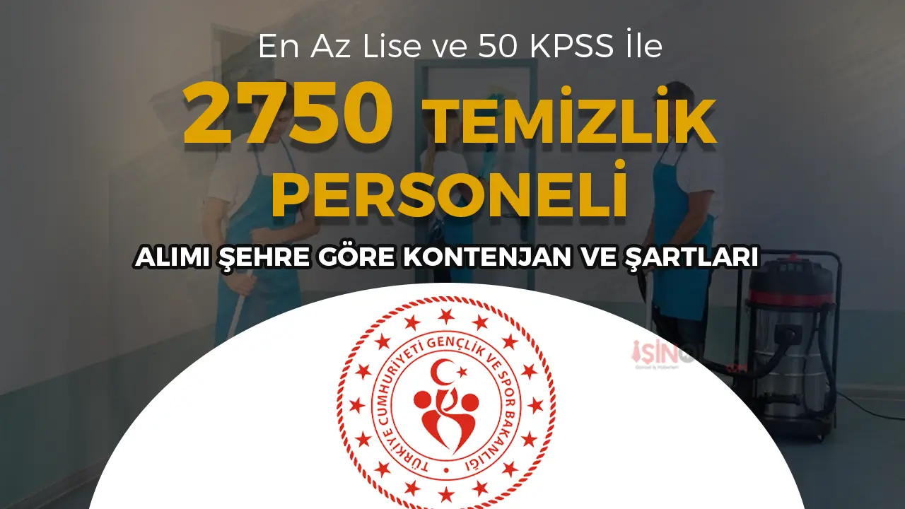 GSB 2750 Temizlik Görevlisi Alımı Kontenjan, Şartları ve Taban KPSS Puanları