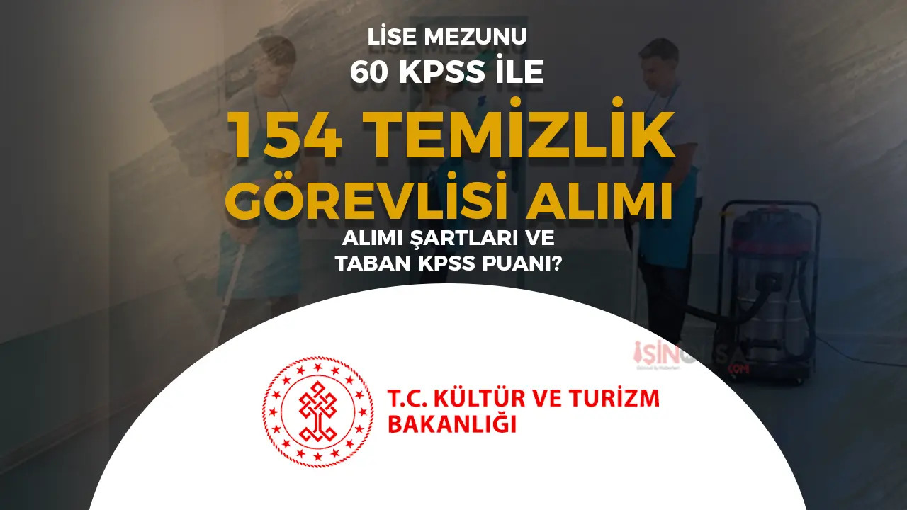 Kültür Bakanlığı 154 Temizlik Görevlisi Alımı Şartları ve Taban KPSS Puanı 2025