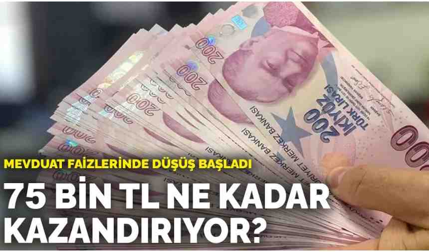 Mevduat Faizlerinde Sert Düşüş: 75.000 TL'nin Aylık Kazancı Ne Kadar Oldu?