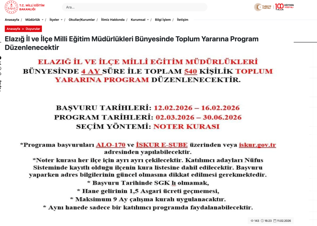 MEB Elazığ Okullara 540 TYP Personel Alımı 2026 2 image 275