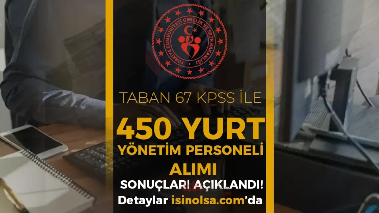 GSB 450 Yurt Yönetim Personeli Alımı 67 Taban KPSS İle Sonuçlar Açıklandı!