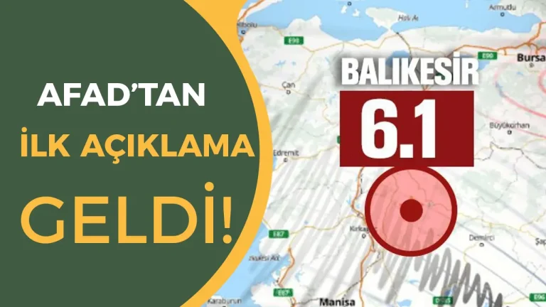 AFAD’tan İlk Açıklama Geldi! Balıkesir’de 6,1 Büyüklüğünde Deprem!
