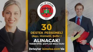Adli Tıp 30 Destek Personeli (Hizmetli, Şoför, Aşçı) Alımı Şartları, Taban Puan ve Maaşları