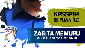 Belediye P94 Puan İle Zabıta Memuru Alacak! ( Damal Belediyesi )