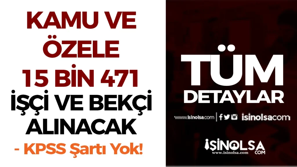 İŞKUR İle Kamu ve Özele 15 Bin 471 İşçi Alımı ve Özel Bekçi İlanları Yayımlandı