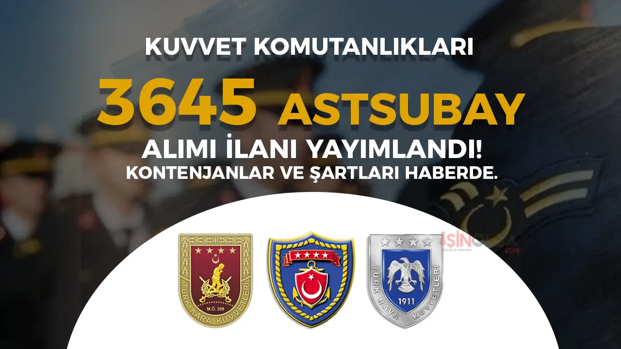 MSB TSK 2025 Yılı 3645 Astsubay Alımı İlanı! Şartları ve Kontenjanları