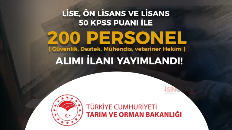 Tarım Bakanlığı 200 Sözleşmeli Personel Alımı İlanı 2025
