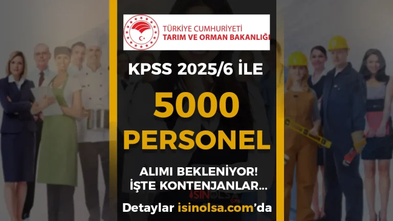 Tarım Bakanlığı KPSS 2025/6 İle 5000 Personel Alımı Bekleniyor! İşte Kontenjanlar