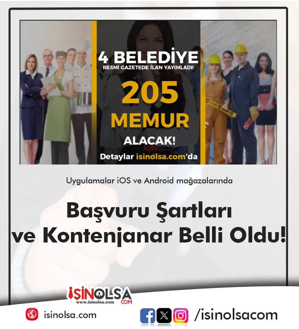 4 Belediye 205 Zabıta, İtfaiye Eri ve Memur Alımı İçin İlan Yayımladı!