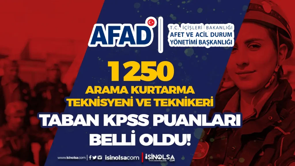 AFAD taban atama KPSS puanı