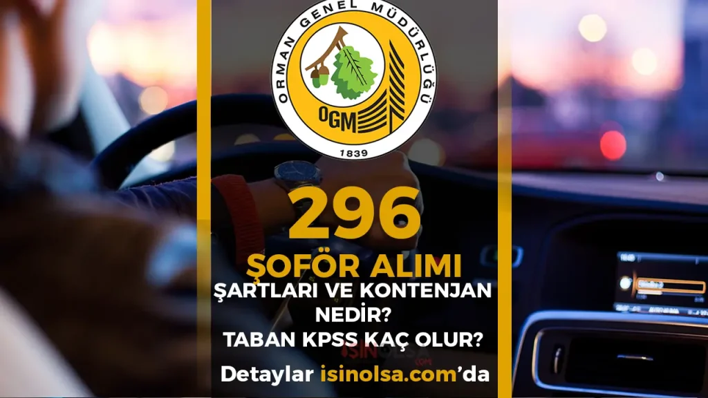 OGM 296 Şoför Alımı Şartları 2025 ve Taban KPSS Puanı 4 OGM 296 Şoför Alımı Şartları 2025 ve Taban KPSS Puanı