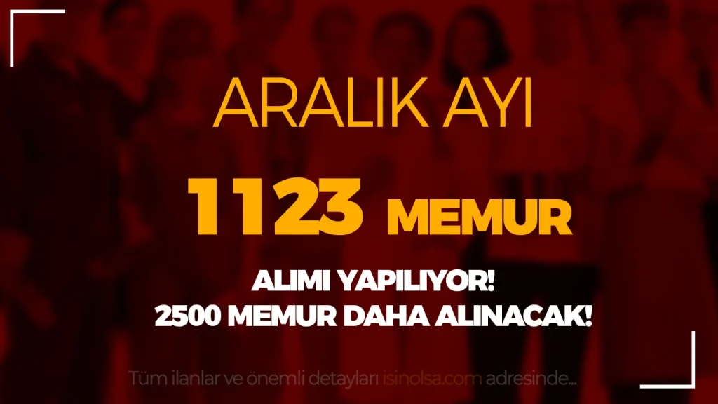 Aralık Ayı 1123 Memur Personel Alımı İlanları! 2500 Yeni Memur Alınacak! 19 Aralık Ayı 1123 Memur Personel Alımı İlanları! 2500 Yeni Memur Alınacak!