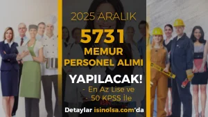 Aralık Ayı 5731 Memur Personel Alımı Yapılacak!
