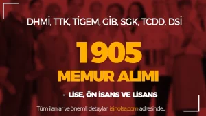 DHMİ, TTK, TİGEM, GİB, SGK, TCDD, DSİ En Az Lise 1905 Memur Alımı Sona Eriyor!