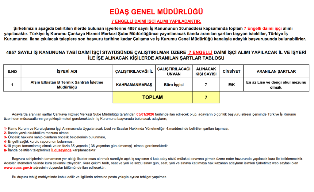 EÜAŞ 22 Daimi İşçi Alımı Yapacak! 3 Ekran Resmi 2025 12 24 00.39.22