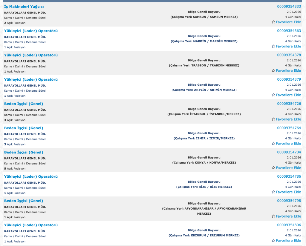 KGM 175 Sürekli İşçi Alımı Yapacak! Başvuru İŞKUR Başladı! 3 Ekran Resmi 2026 12 29 00.33.33