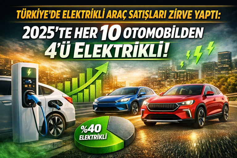 Türkiye’de Elektrikli Araç Satışları Zirve Yaptı: 2025’te Her 10 Otomobilden 4’ü Elektrikli Oldu!