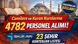 Camilere ve Kuran Kurslarına 4782 Personel Alımı 23 Şehir Listesi