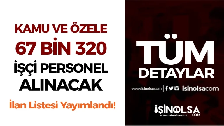 Kamu ve Özele 67 Bin 320 İşçi Personel Alımı Yapılacak! İşte 2000 Meslekler İŞKUR Listesi
